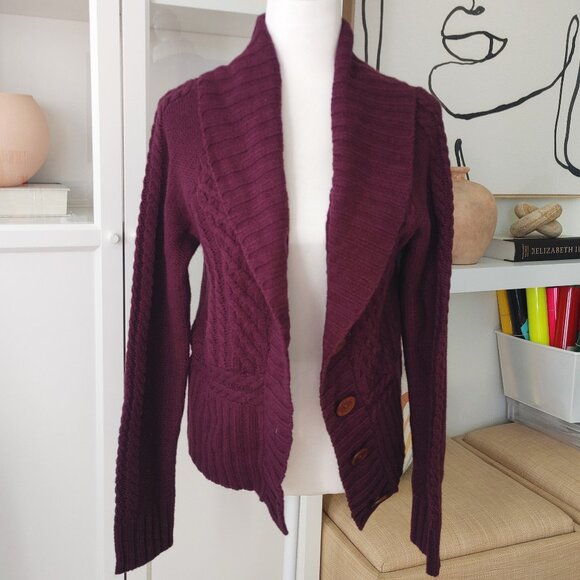 Express Sweaters - NWT EXPRESS Plum Purple Knit Cardigan Sweater - Size Large